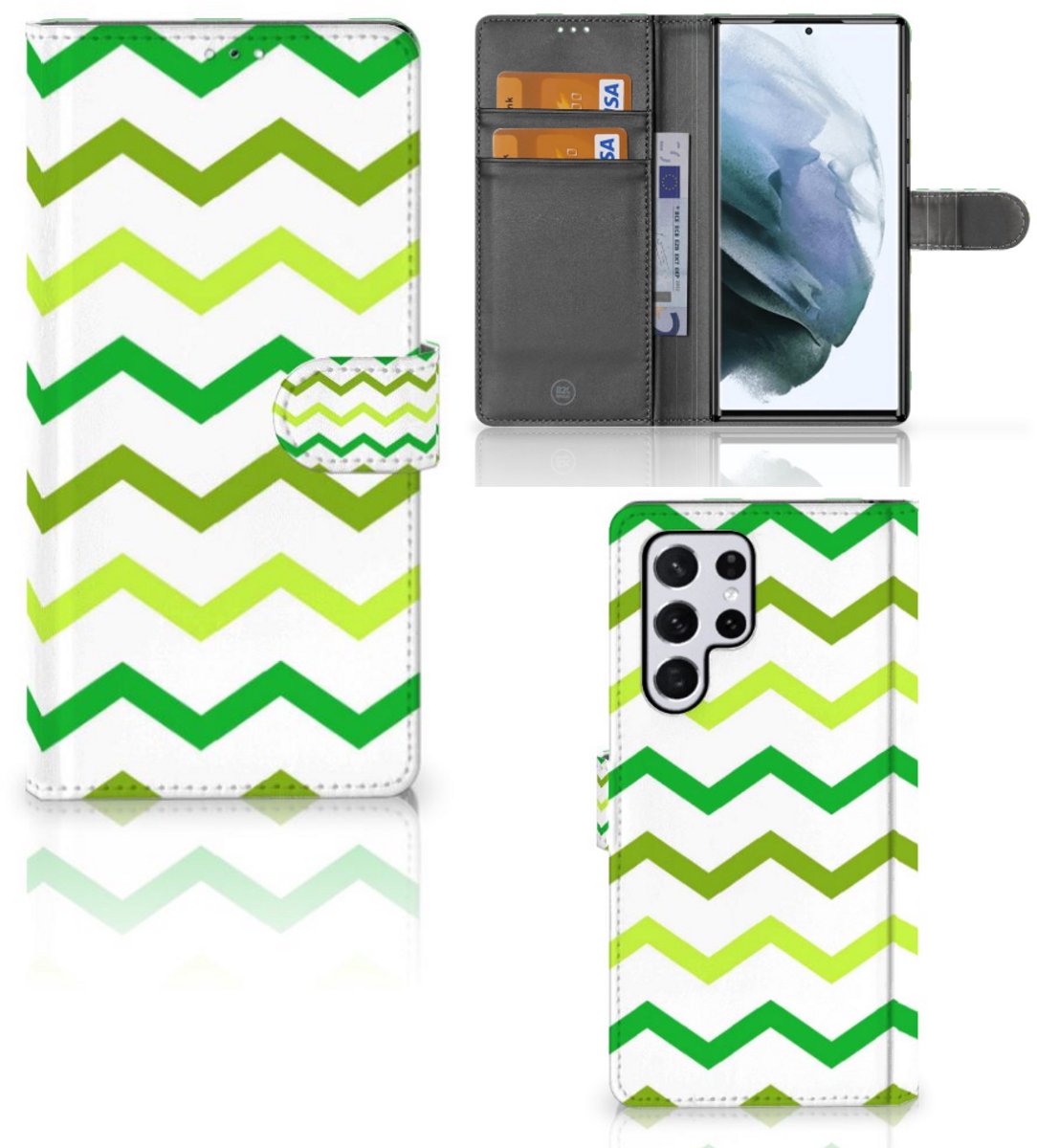 Samsung Galaxy S22 Ultra Telefoon Hoesje Zigzag Groen