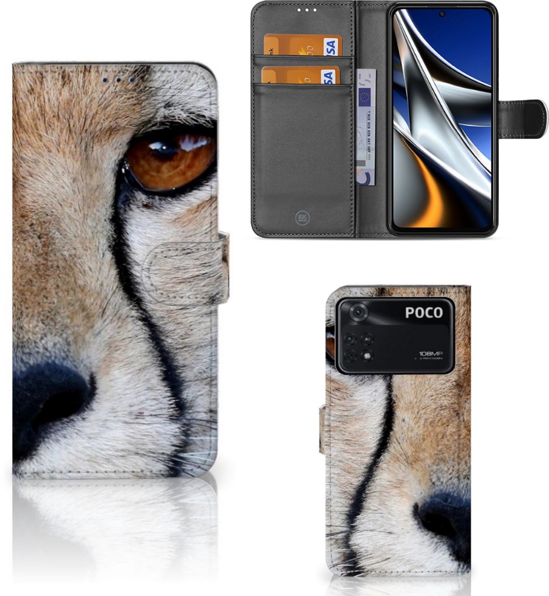 Xiaomi Poco X4 Pro 5G Telefoonhoesje met Pasjes Cheetah