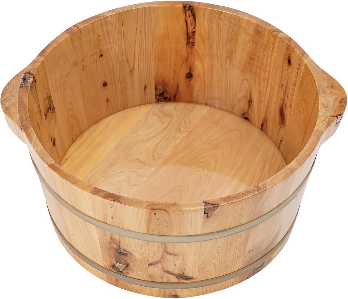 Houten Voetbad - Wellness Emmer - Ontspannend Voetenbad - Natuurlijk Warmtebehoud - 36.5 x 18 cm - Houtkleur