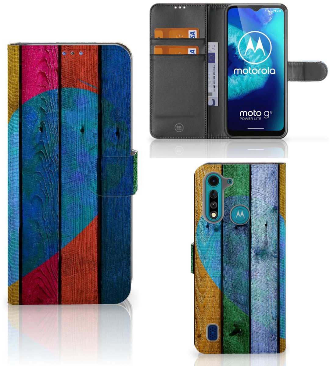 Motorola G8 Power Lite Book Style Case Wood Heart - Cadeau voor je Vriend