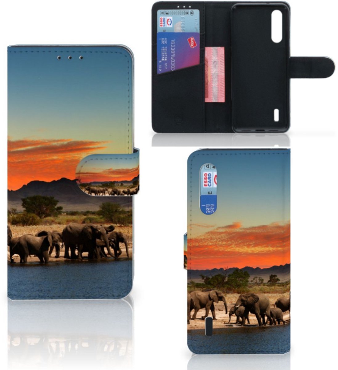Xiaomi Mi 9 Lite Telefoonhoesje met Pasjes Olifanten