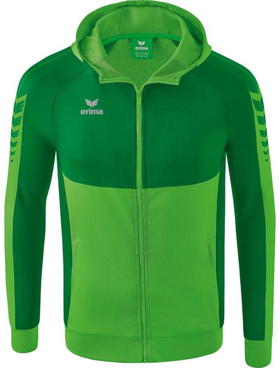 Erima Six Wings Trainingsjack Met Capuchon Kinderen - Green / Smaragd / Wit | Maat: 164
