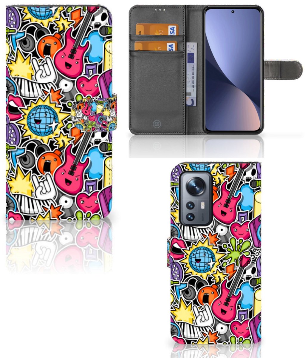 Xiaomi 12 Pro Wallet Case met Pasjes Punk Rock