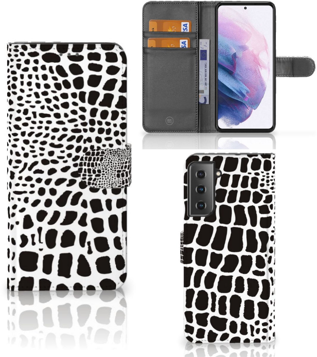 Samsung Galaxy S21 Plus Telefoonhoesje met Pasjes Slangenprint