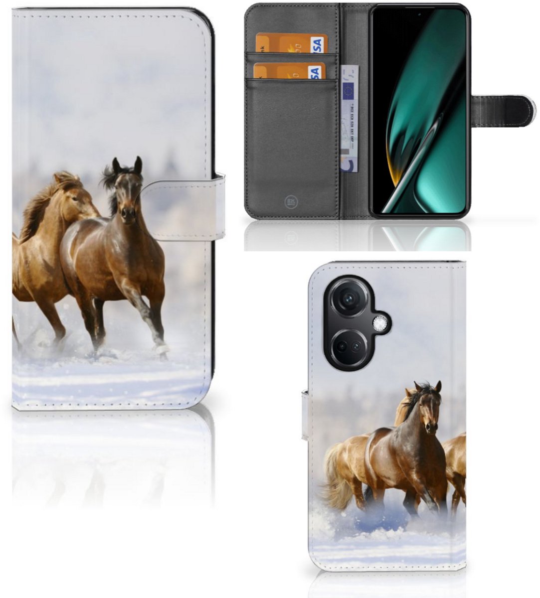 OnePlus Nord CE 3 Telefoonhoesje met Pasjes Paarden