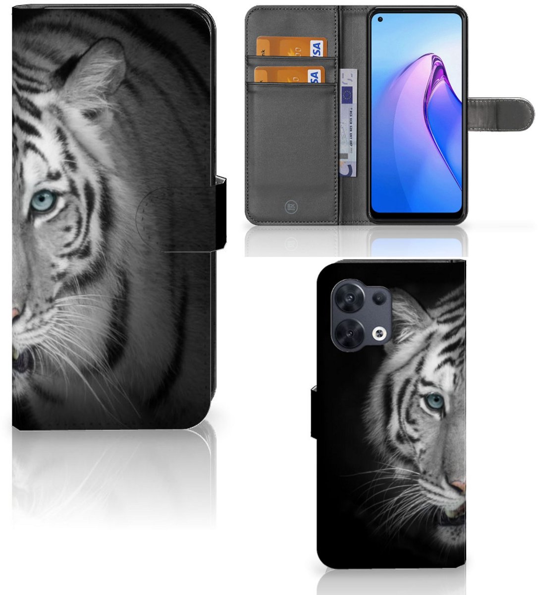 OPPO Reno8 Telefoonhoesje met Pasjes Tijger