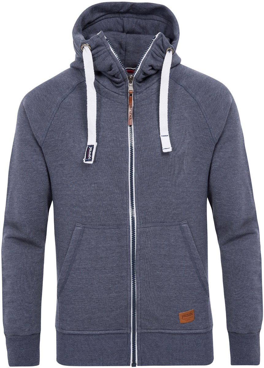 Yazubi Heren Hoodie Jacob – Regular Fit – Katoenmix Stretch – Blauw – Rits & Kap