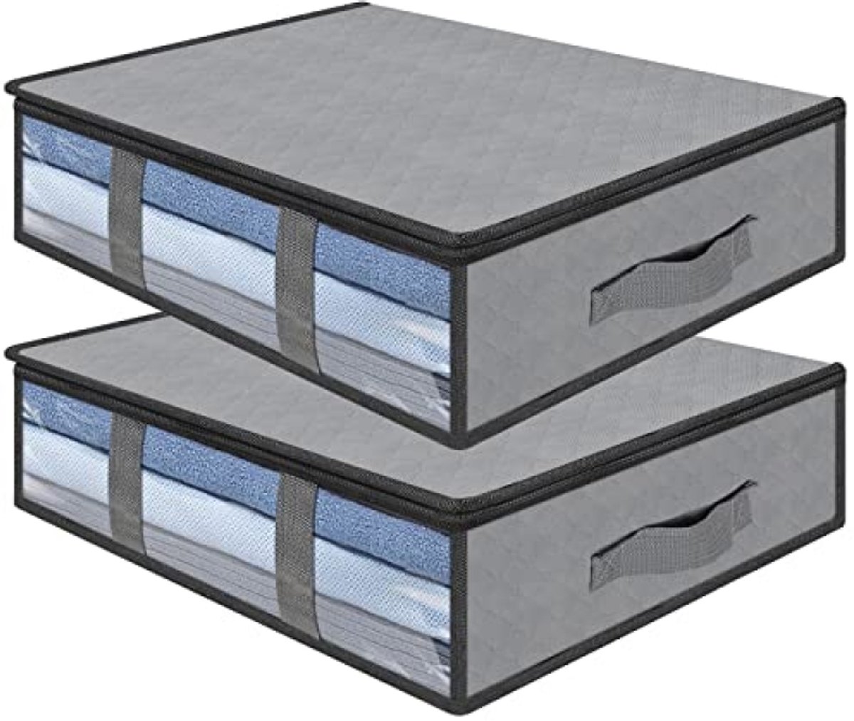 Opbergtas Onder Bed - 2 Stuks, Opvouwbaar, Grote Capaciteit, Transparant Venster, Versterkte Handgrepen, Organizer met Ritssluiting