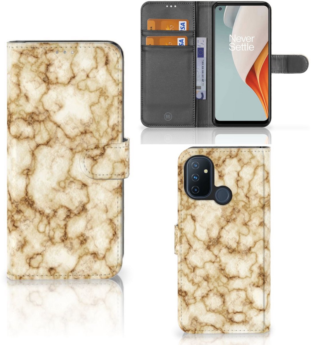 OnePlus Nord N100 Bookcase Marmer Goud