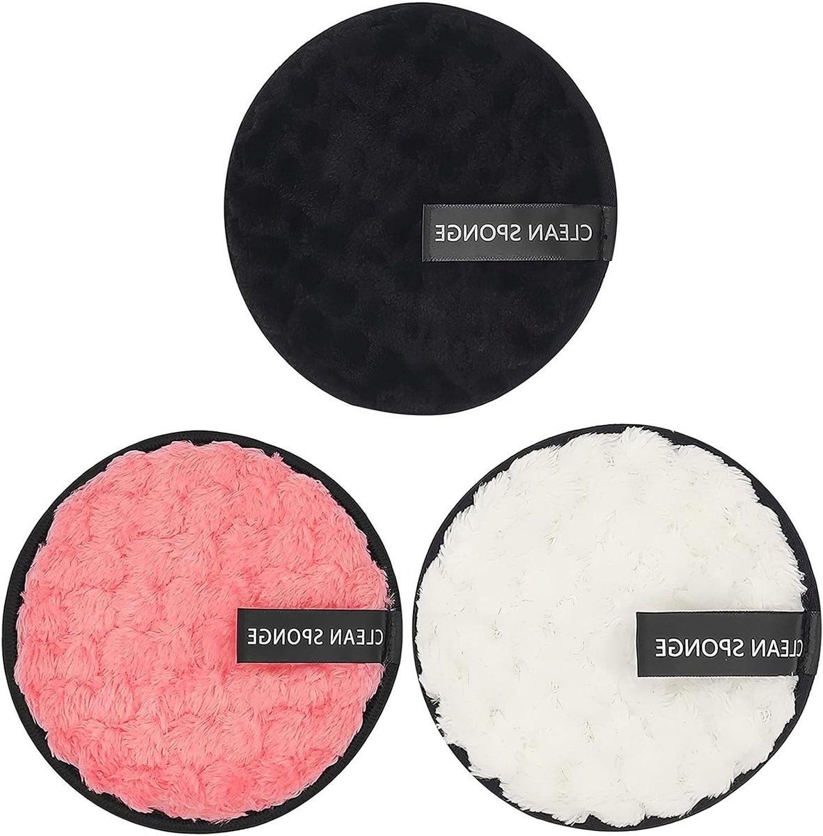 Set van 3 Wasbare Make-up Pads van Katoen, Organische Make-up Verwijder Pads, Dubbelzijdige Reiniging en Herbruikbare Schoonmaakaccessoires
