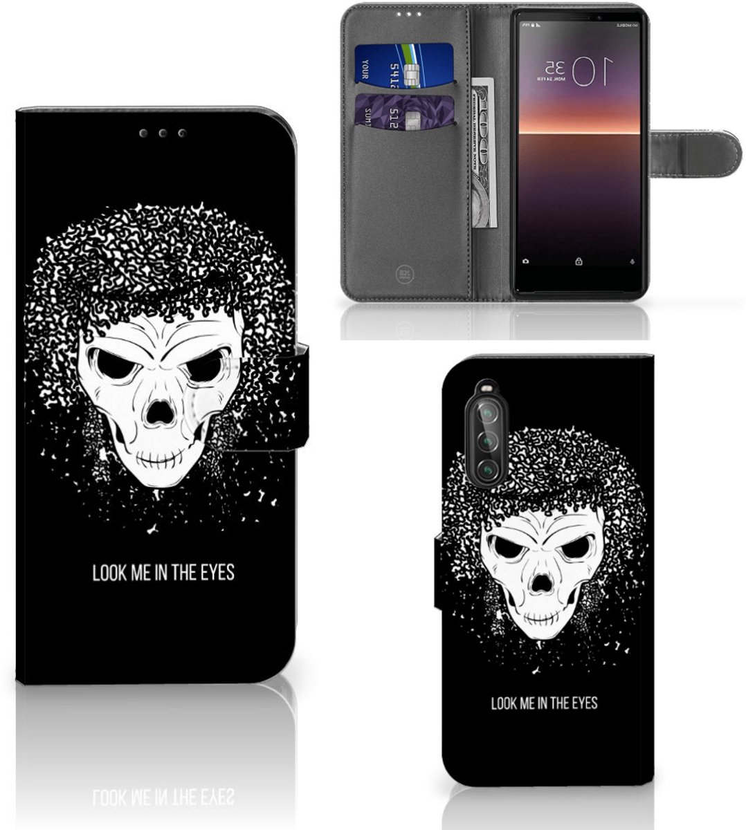 Book Case voor Telefoonhoesje met Naam Sony Xperia 10 II Skull Hair