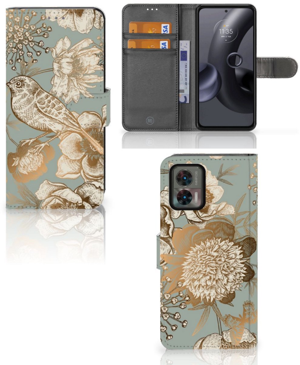 Hoesje voor Motorola Edge 30 Neo Vintage Bird Flowers