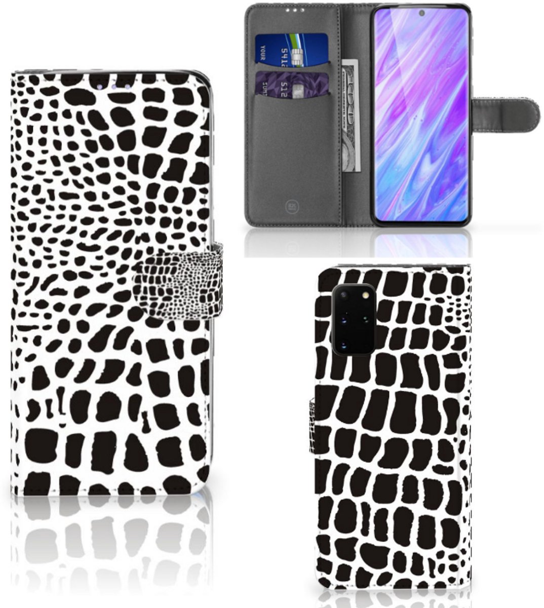 Samsung Galaxy S20 Plus Telefoonhoesje met Pasjes Slangenprint