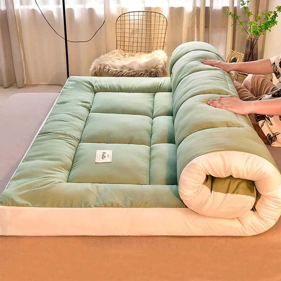 Japanse opvouwbare matras, futon matras dubbele dikkere vloermatras, tatami mat draagbare slaapmat, antislip en ademend, voor thuis slaapzaal, camping bank — afbeelding 3