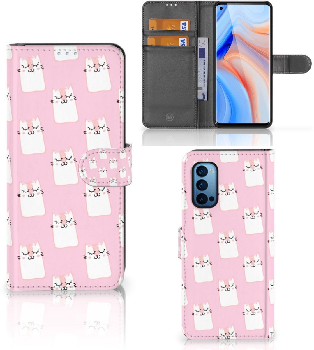 OPPO Reno 4 Pro 5G Telefoonhoesje met Pasjes Sleeping Cats
