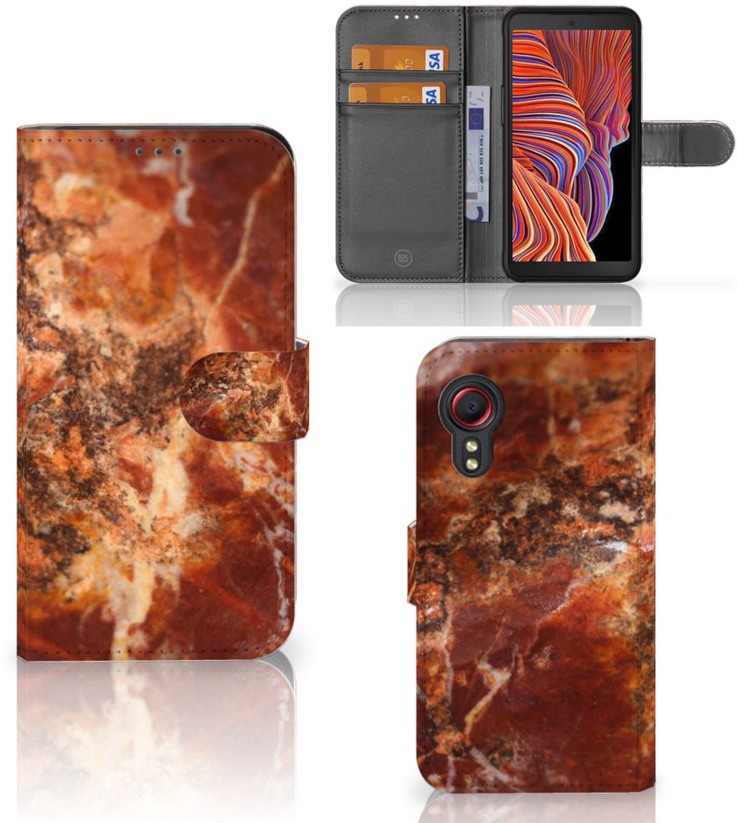 Samsung Galaxy Xcover 5 Bookcase Marmer Bruin