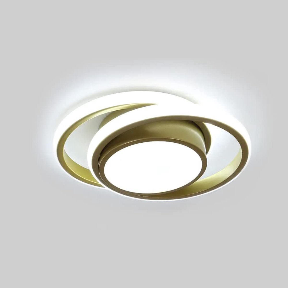 Haobosic - LED Aluminium Plafondlamp - Dubbel Rond Goud - 35W - 6500K Koud Wit