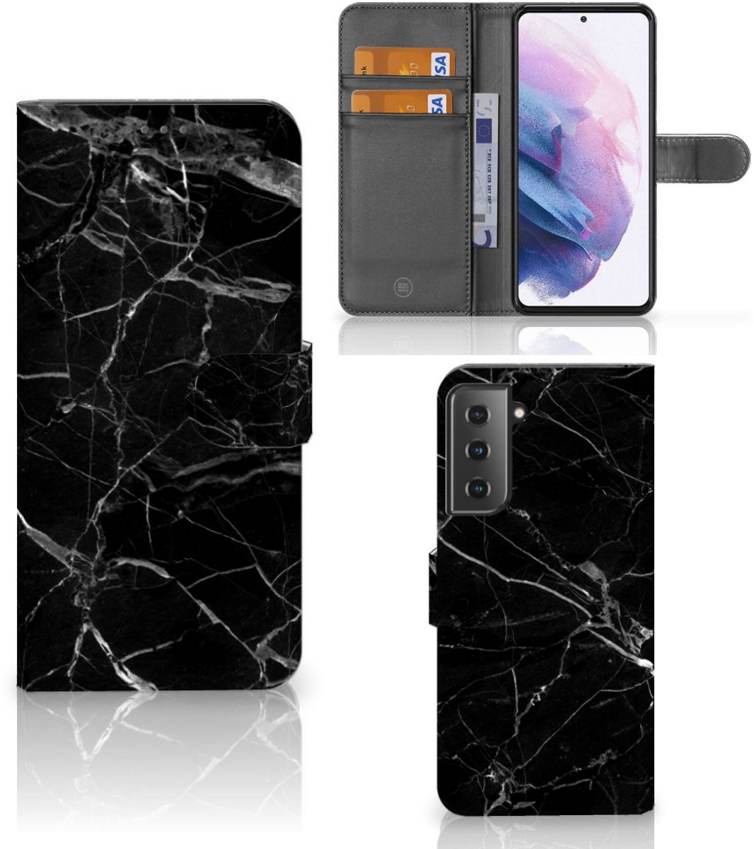 Samsung Galaxy S21 Plus Bookcase Marmer Zwart - Origineel Cadeau Vader