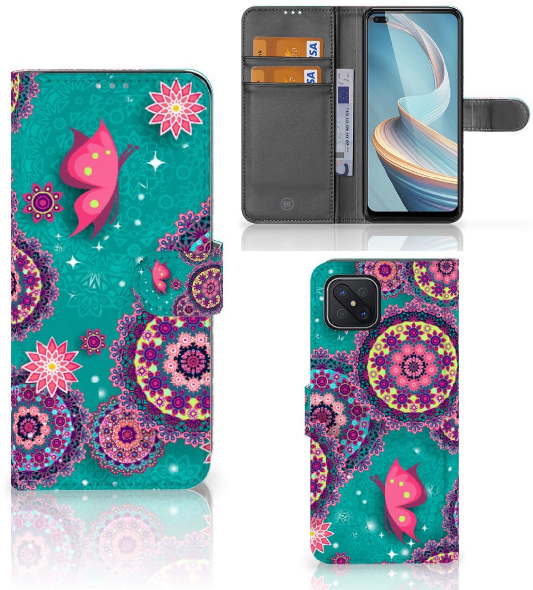 OPPO Reno4 Z Hoesje Cirkels en Vlinders