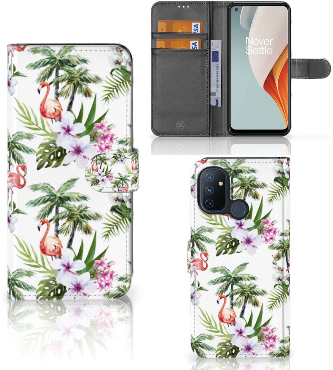 OnePlus Nord N100 Telefoonhoesje met Pasjes Flamingo Palms