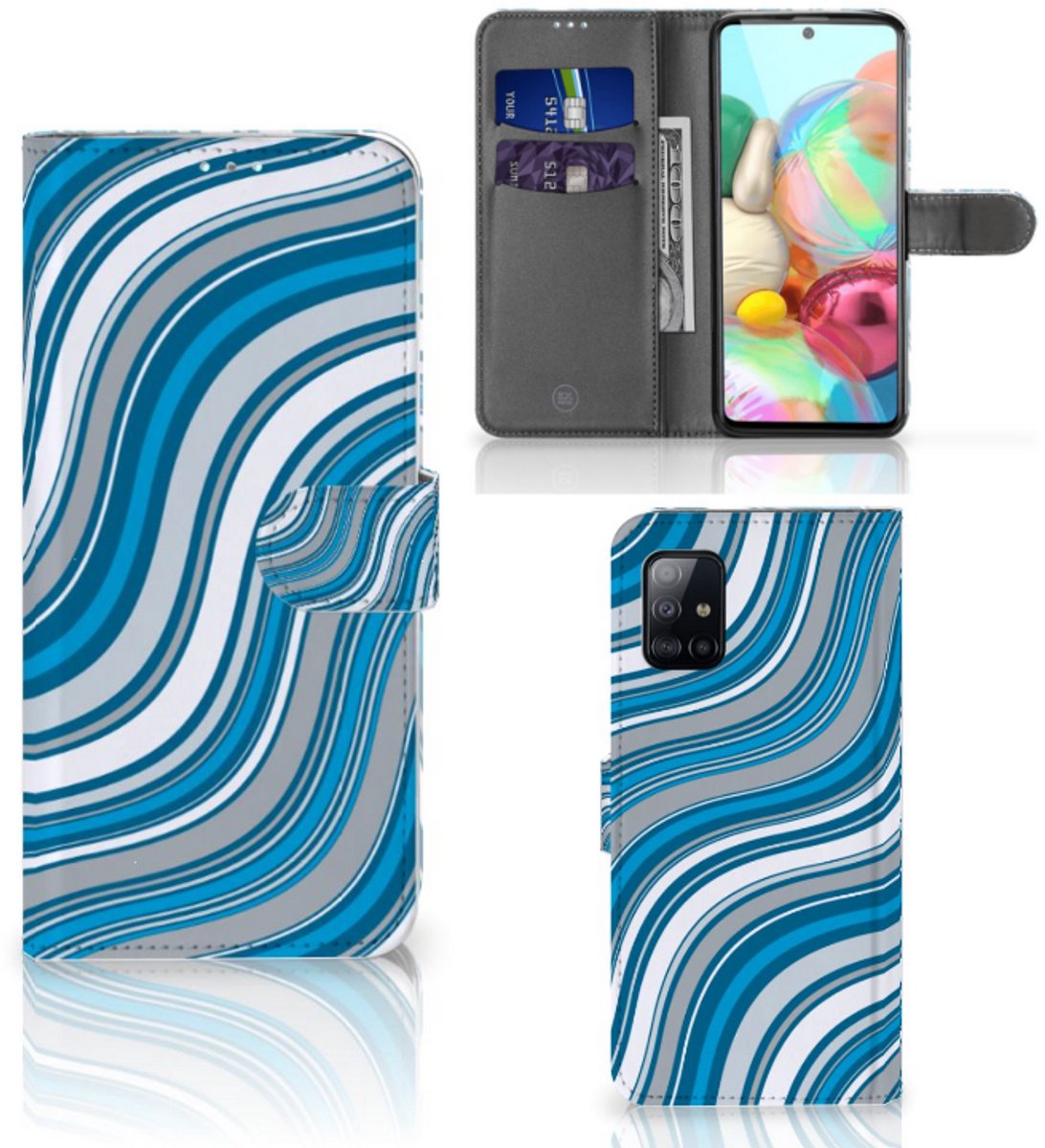 Samsung Galaxy A71 Telefoon Hoesje Waves Blue