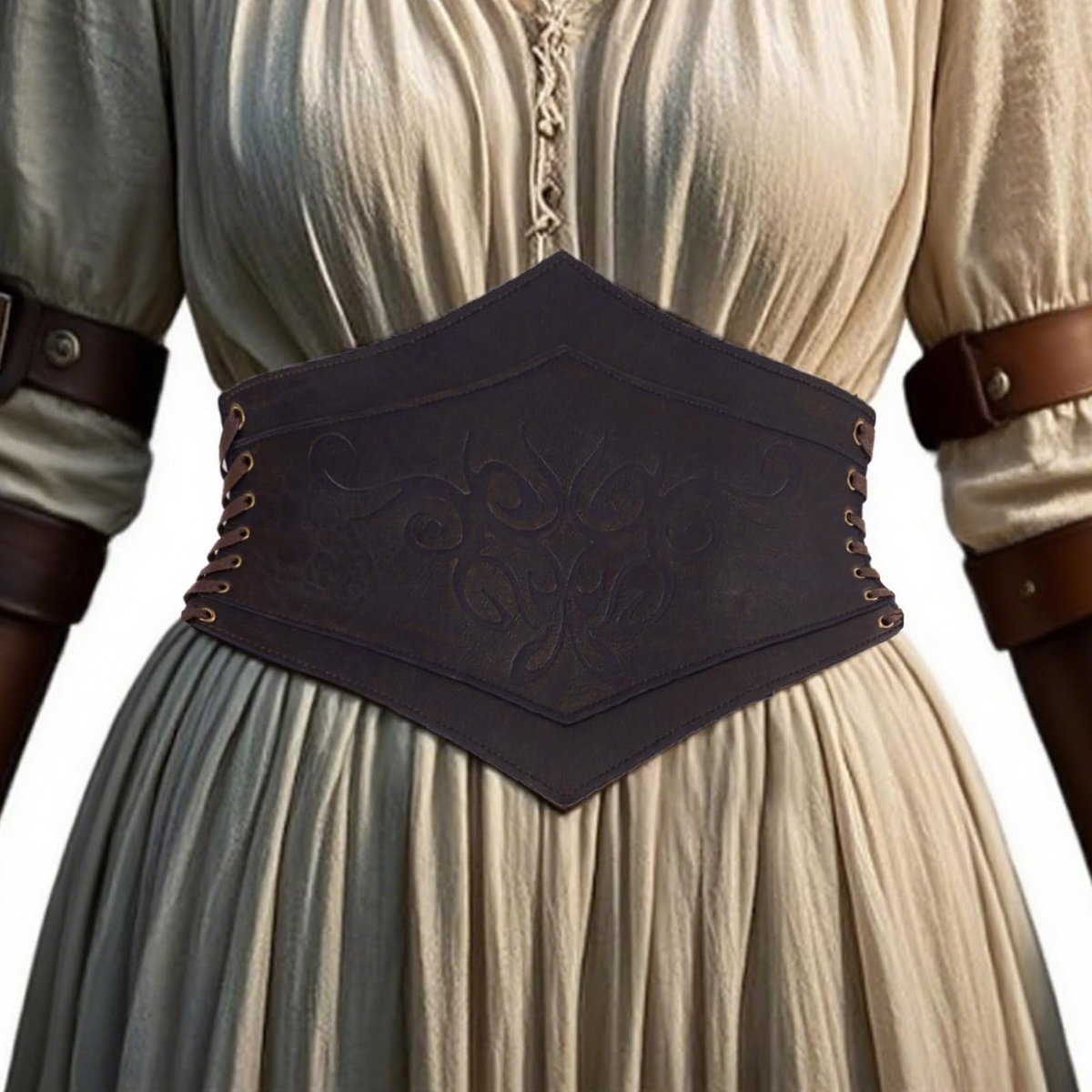 NICENEEDED Viking Leren Corsetriem 115 cm - Middeleeuwse Tailleband voor Vrouwen - Perfect voor Halloween