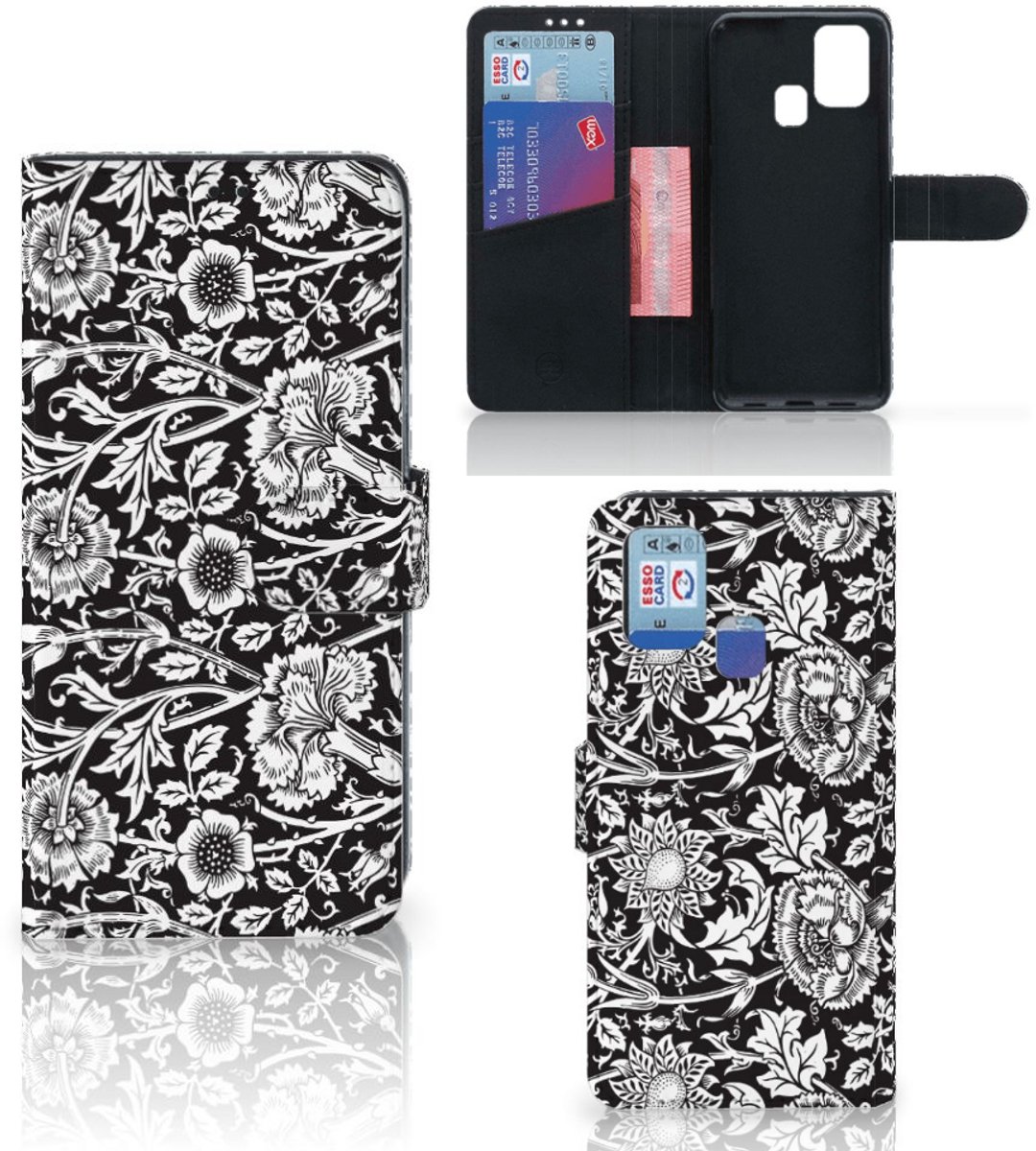Samsung Galaxy M31 Hoesje Black Flowers