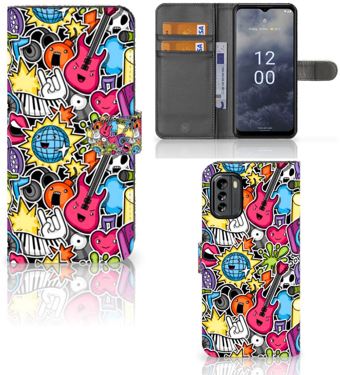 Nokia G60 Wallet Case met Pasjes Punk Rock