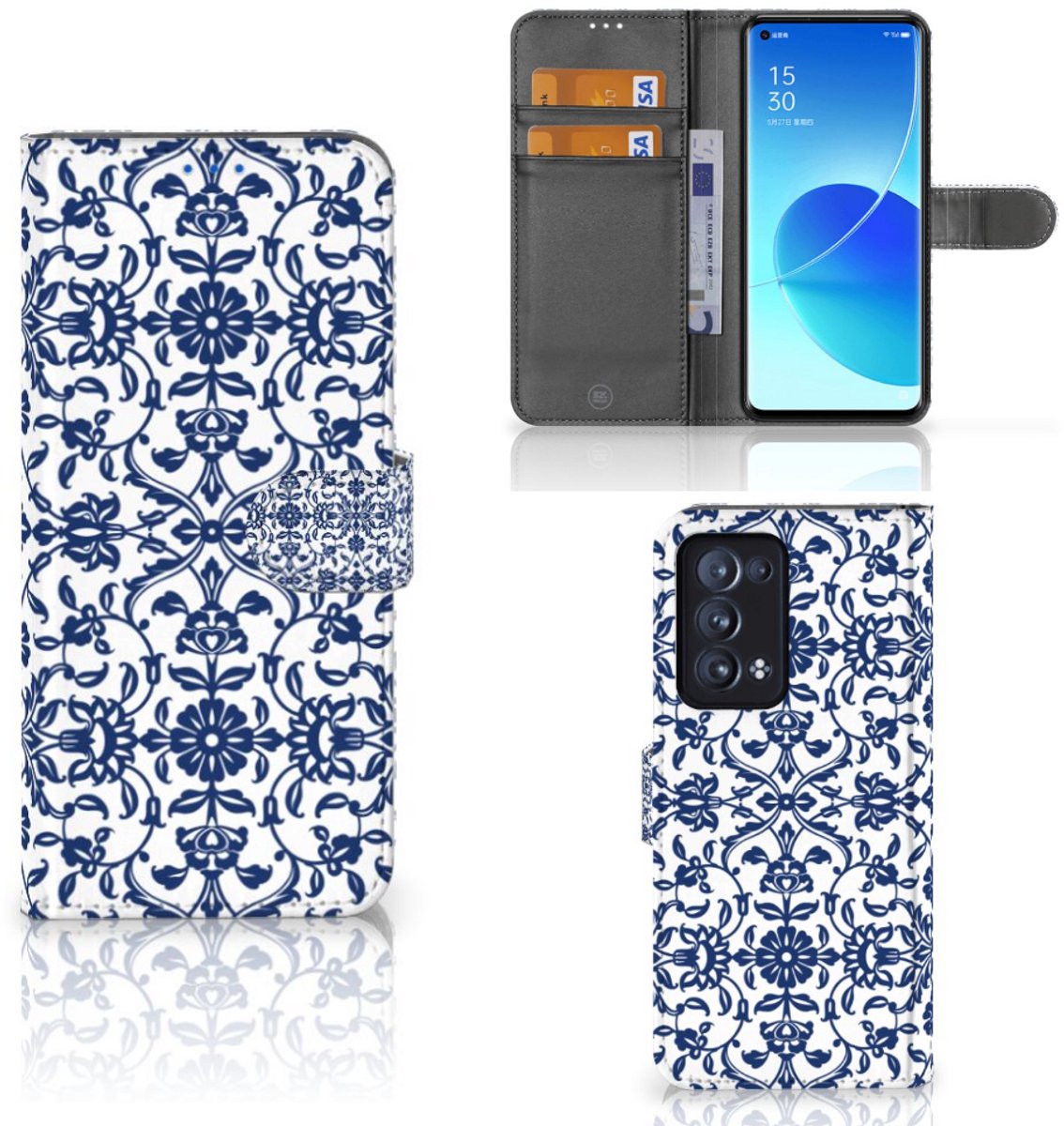 OPPO Reno 6 Pro Plus 5G Hoesje Flower Blue
