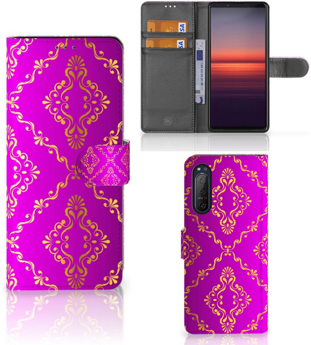 Wallet Case Sony Xperia 5II Barok Roze