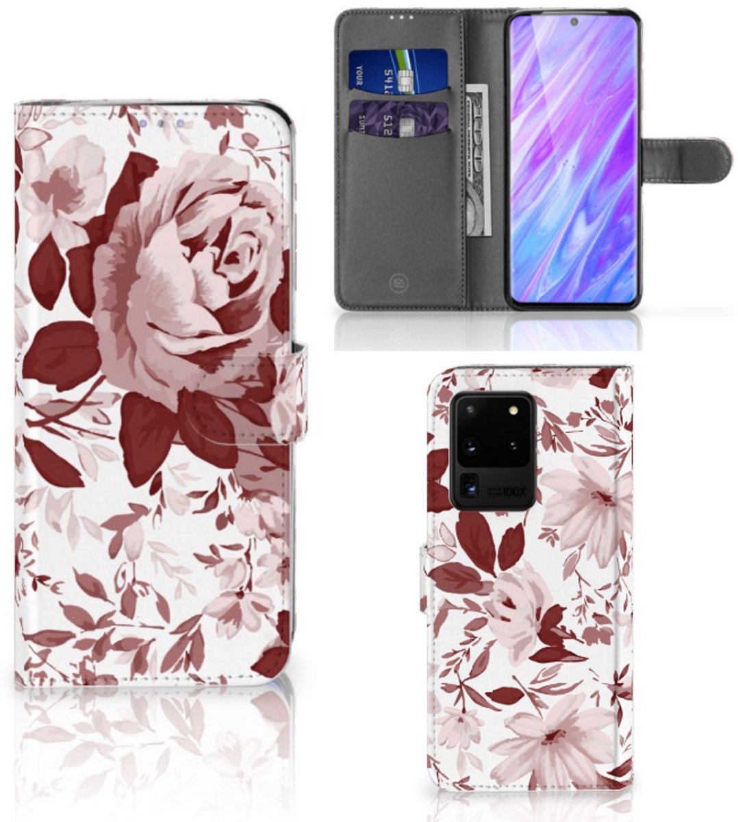Book Case voor Hoesje Samsung Galaxy S20 Ultra Watercolor Flowers