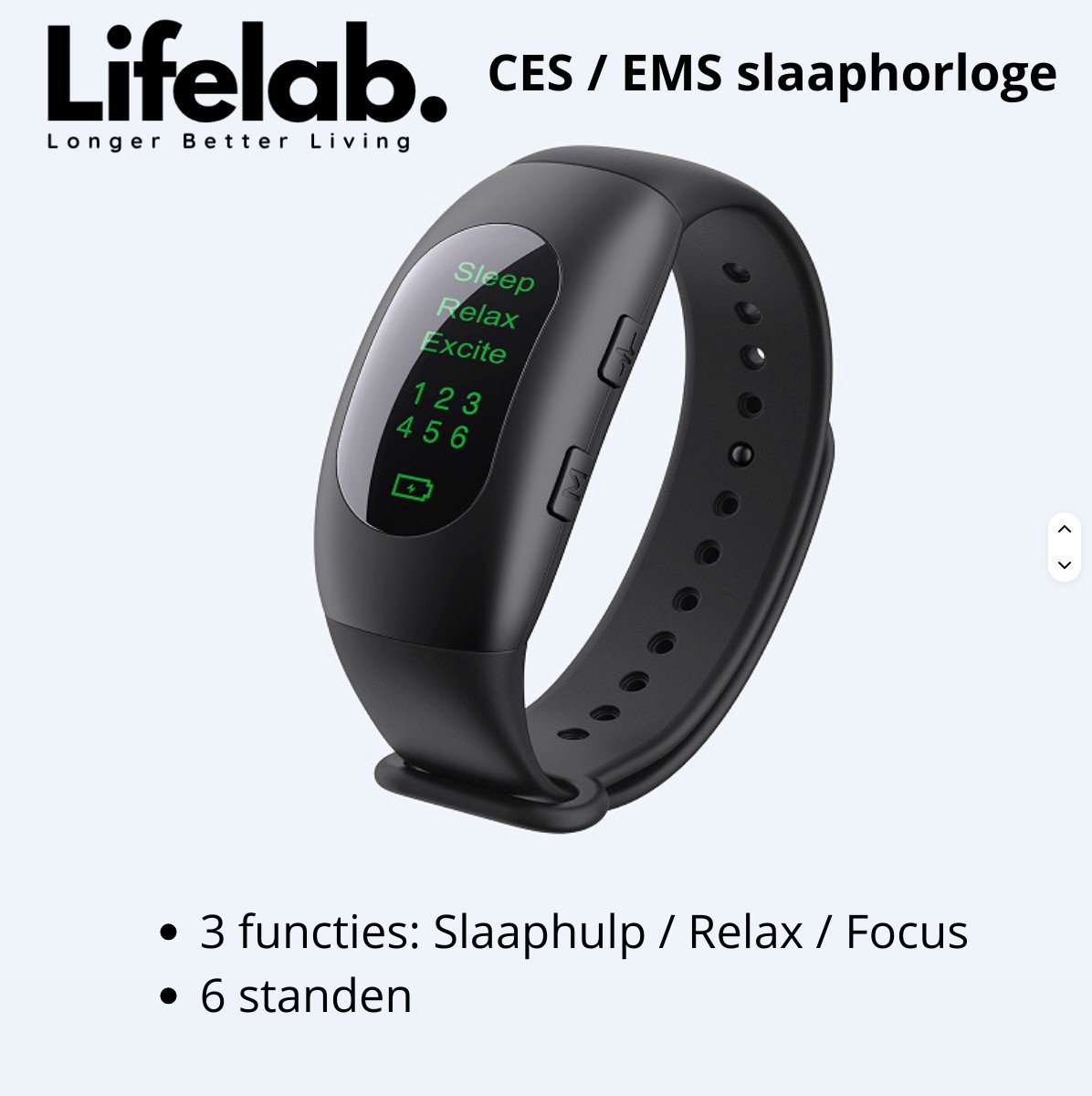 Slaaphorloge beter Slapen - Slaapproblemen, Oplossing Slapeloosheid – CES EMS Slaaptrainer - Sneller slapen Zonder Medicatie – Anti Stress & Ontspanning – 3 Modi & 6 Sterktes – Focus, ontspanning - Wakker liggen, in slaap komen