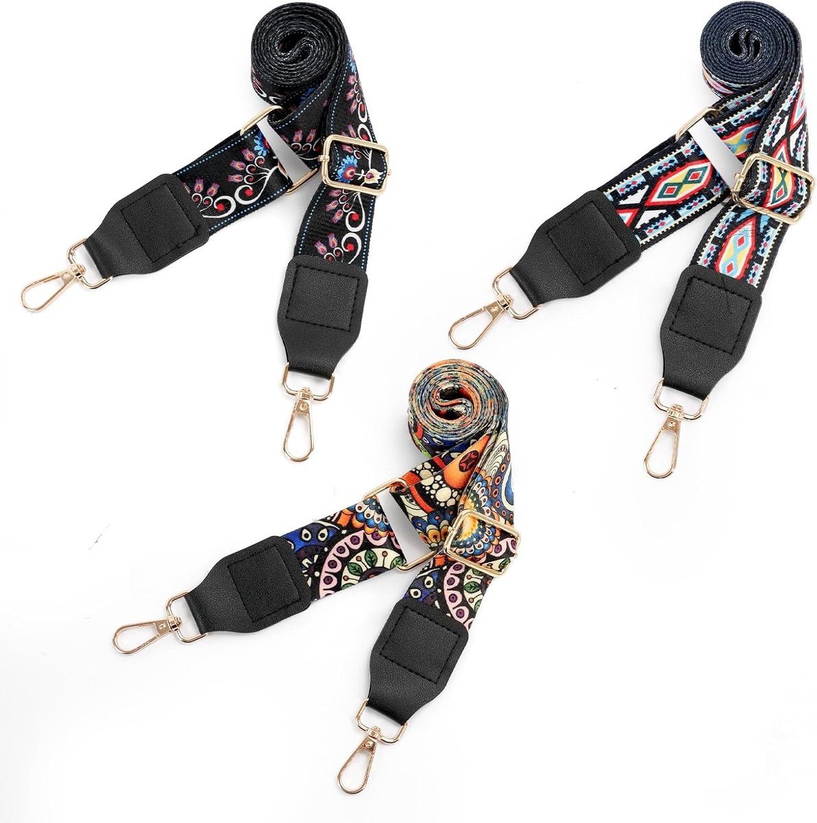 Verstelbare schouderbanden van katoen en nylon met metalen gespen, 80-130 cm lang voor handtassen, rugzakken en accessoires met patroon