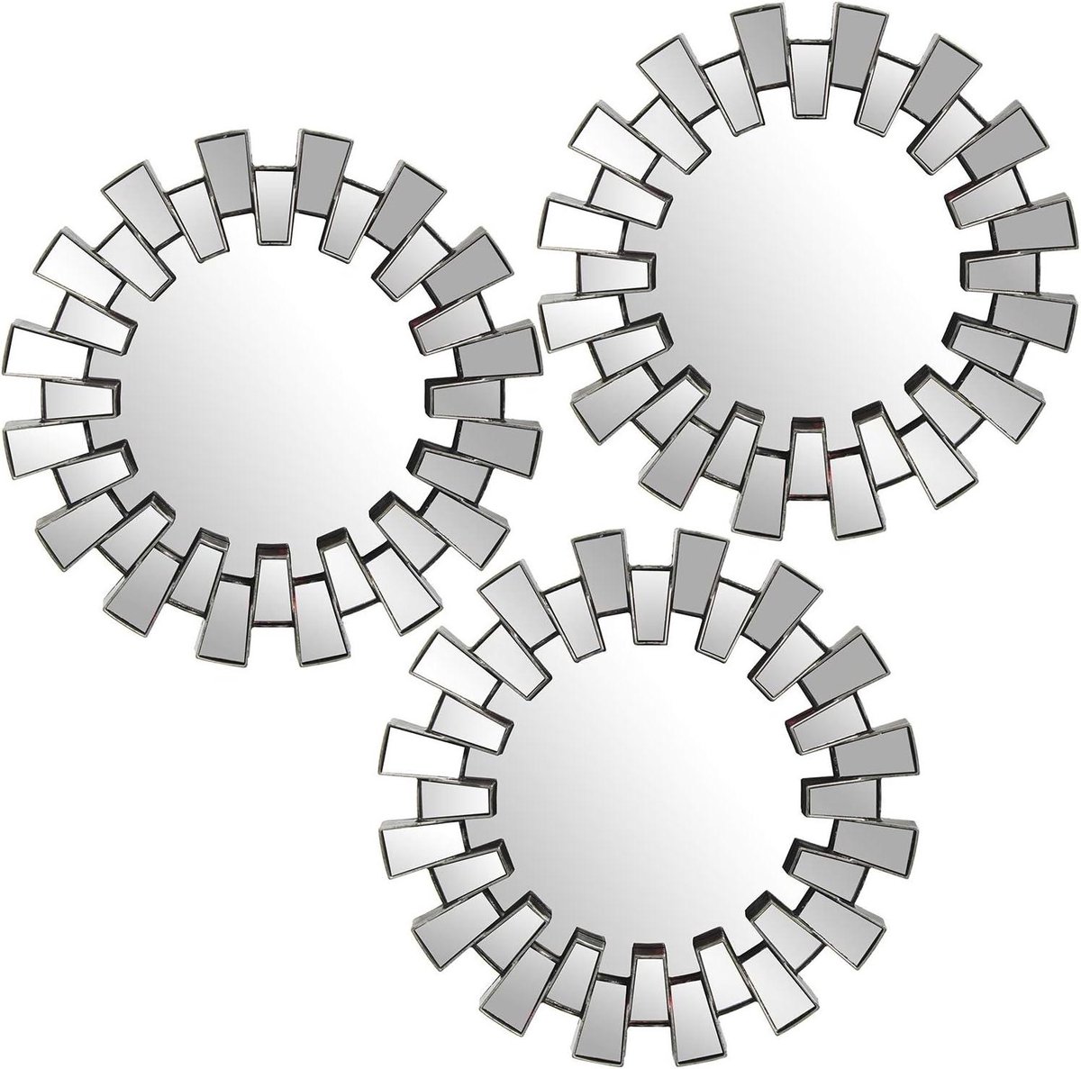 Wandlampen Set - Wanddecoratie Spiegels - Muur Verfraaien - 3 Ronde Melamine Spiegels - 25 cm - Zilver
