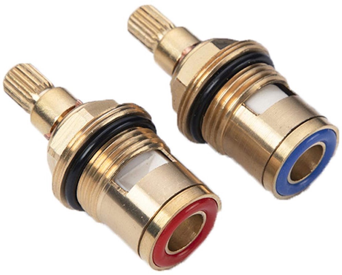 Allecta - Universele waterventiel cartridge 1/2 inch messing met keramiek bovendeel - reserveonderdelen keukenkraan met handvat - warm en koud (2 stuks)