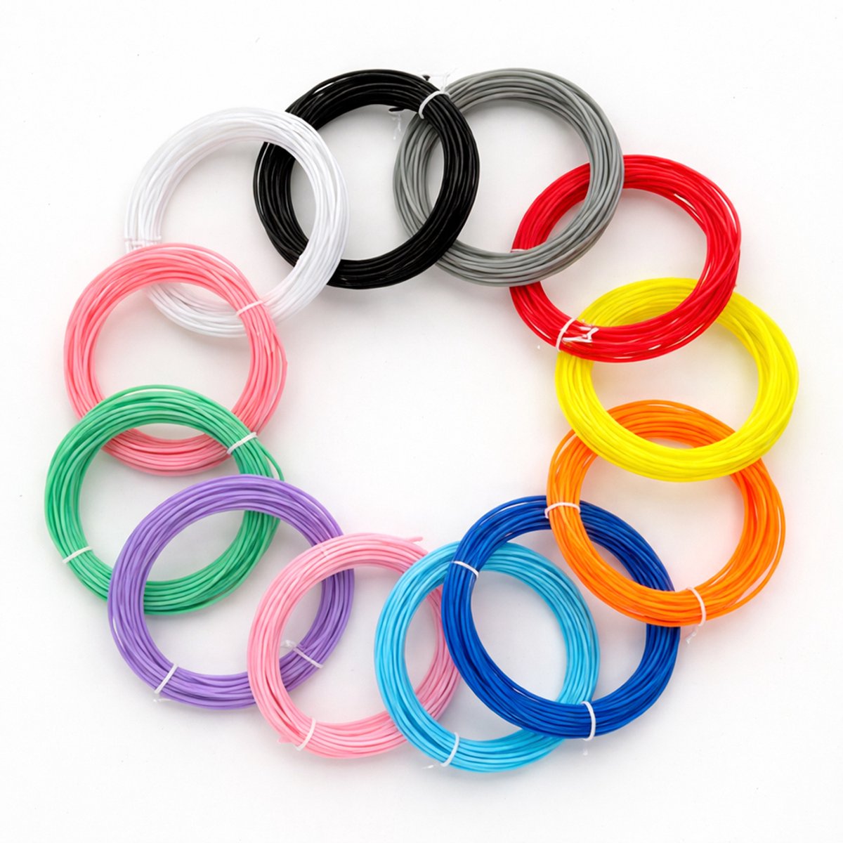 PLA Filament 1.75 mm 3D Pen Navulling - 12 Kleuren - 12x5M Totaal 60M - Starterspakket voor Kinderen & Volwassenen - Universeel voor alle 3D Pennen