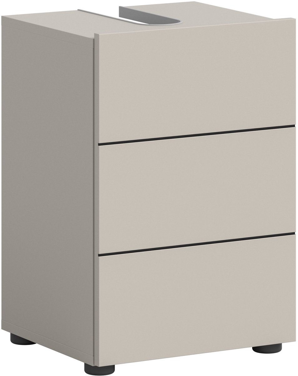 Badkamermeubel Vira Xonox - Melamine Cashmere/Black - 38x56x34 Cm - Xonox - Badkamer Enkele Wastafelonderkast - Beige - Spaanplaat