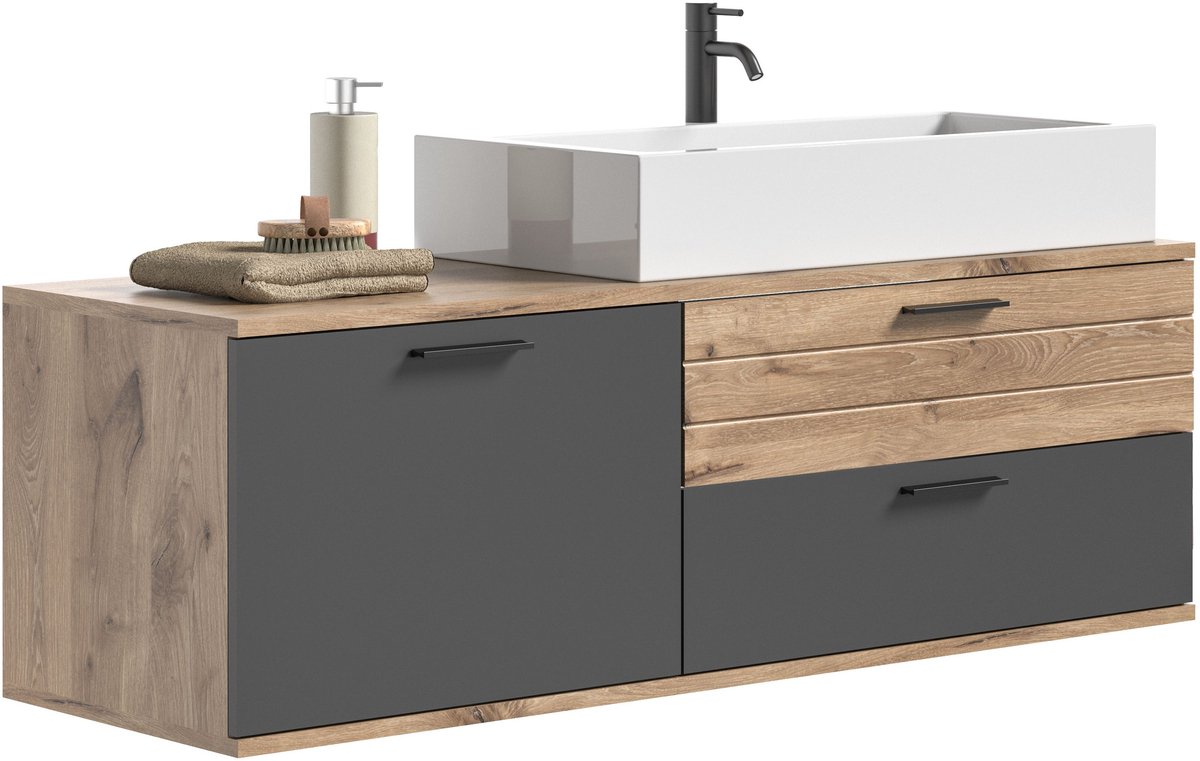 xonox.home Wastafel incl. wasbak Mason Nox eiken imitatie 140x62x48 cm