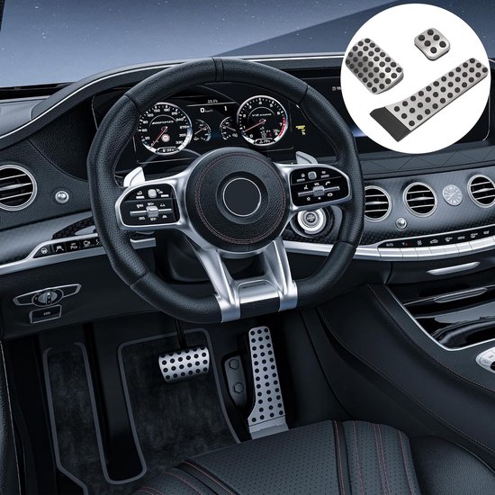 Auto Pedaal Set - Vervangende Pedalen - Verbeterde Rijcontrole - Antislip Rubber - 3 Delig - Zwart Zilver — afbeelding 2