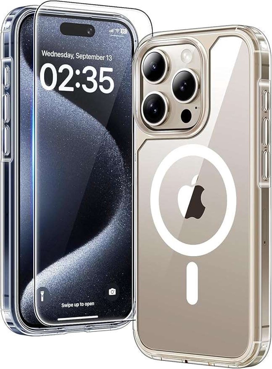 TAURI - iPhone 15 Pro Hoesje - Magnetische Kracht - Schokbescherming - Doorzichtig