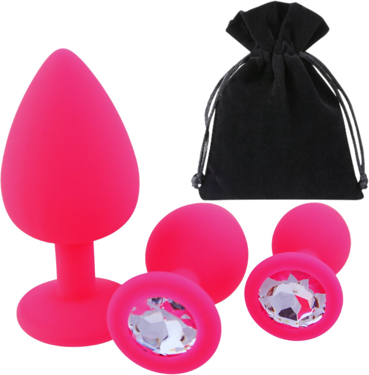 MONA - Anale Plug Set - 3 Maten - Roze - Waterdicht - Medisch Siliconen