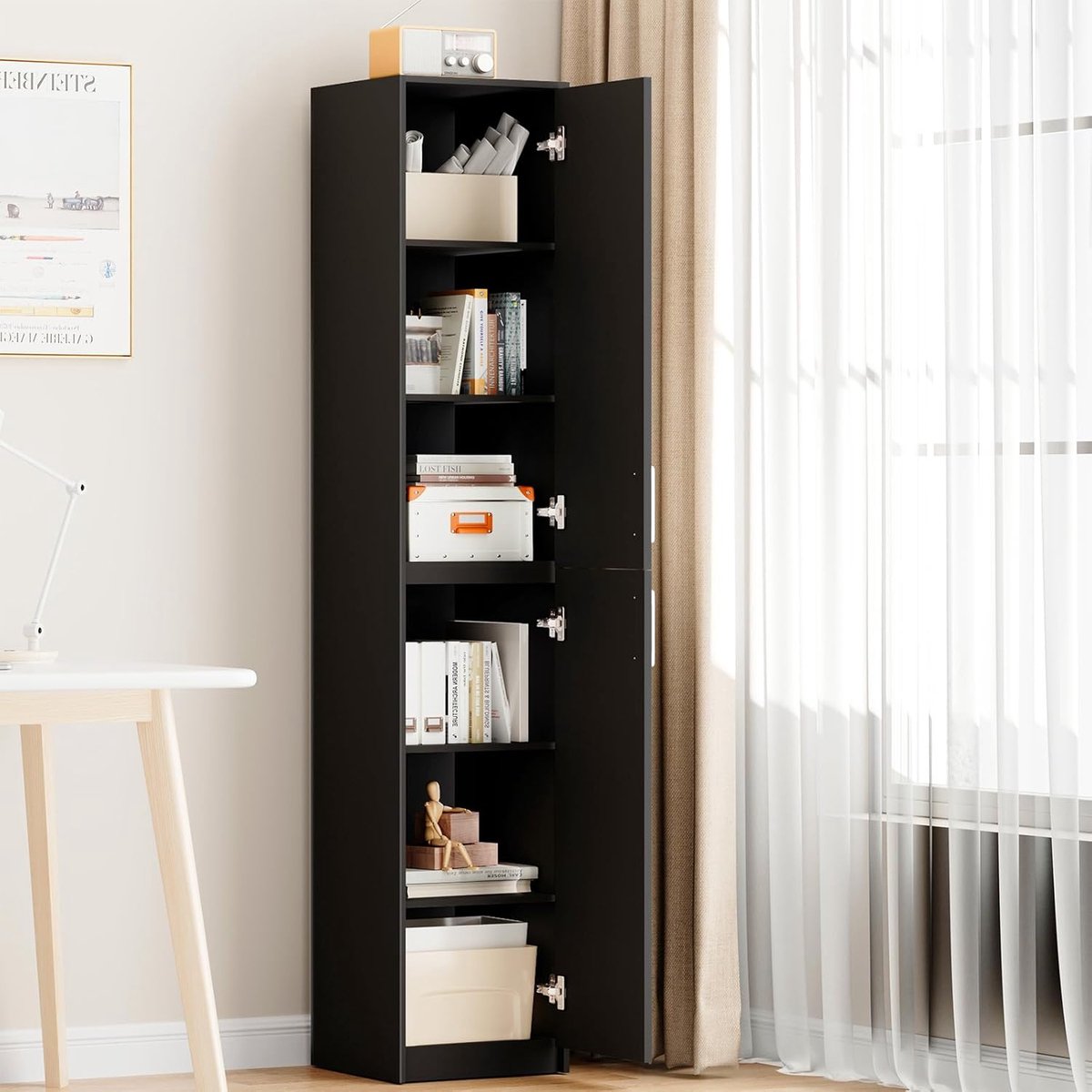Luxe Boekenkast – Zwart – 35x35x180 cm – Industrohome