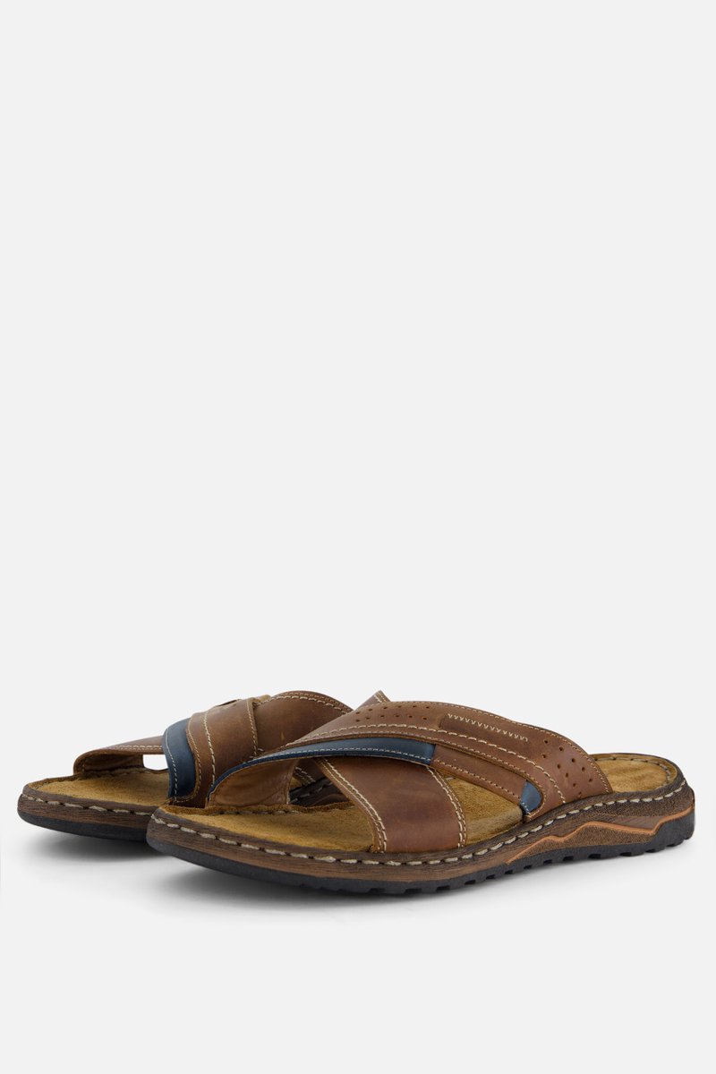 Outfielder Slippers Cognac bruin Leer - Maat 43