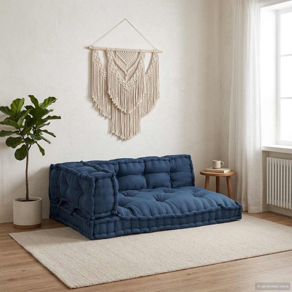 vidaXL Pallet - Sofa - Kussen - 3 - st - Stof - Indigo - 120 - x - 80 - x - 38 - cm