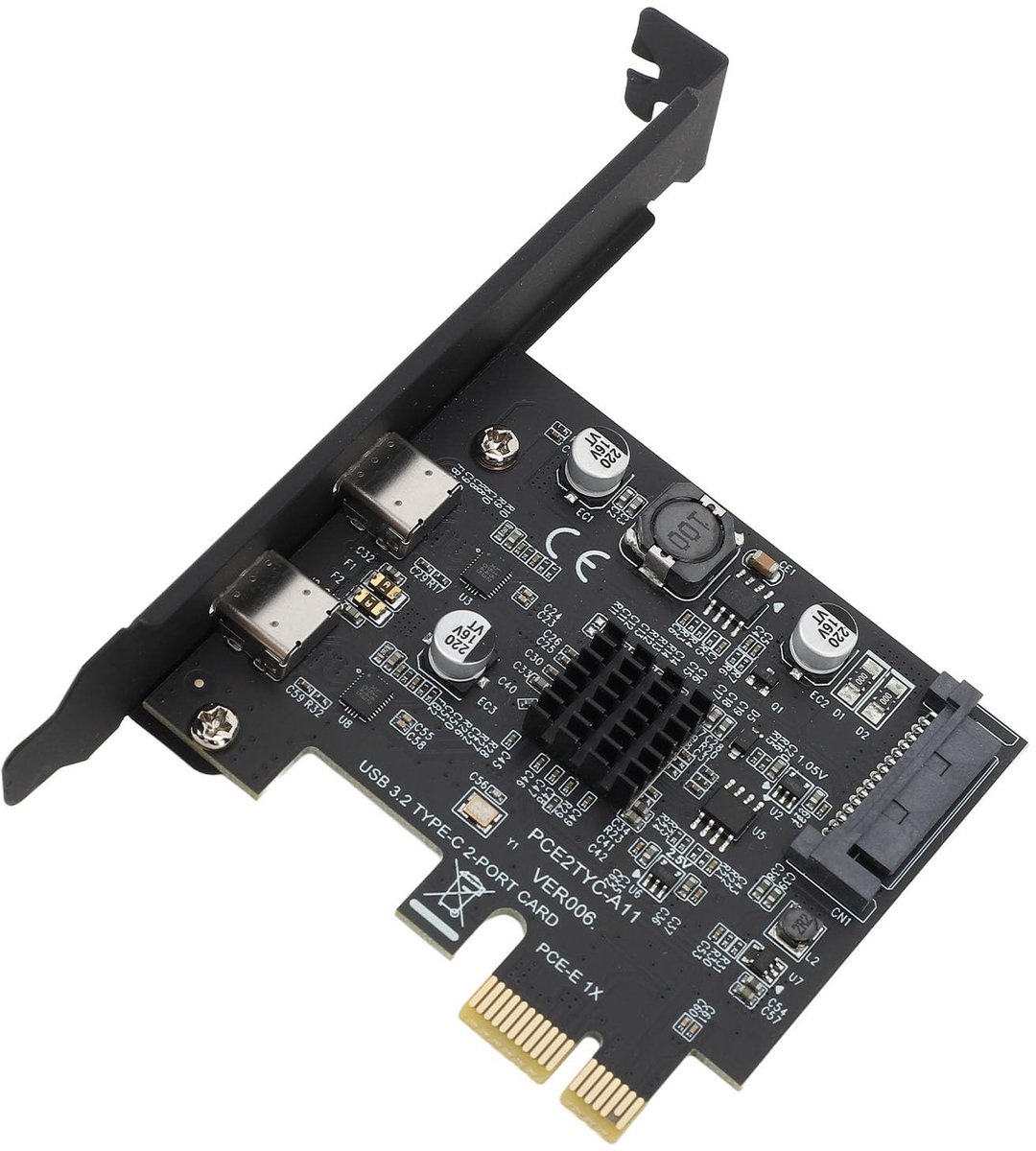 USB C PCIe Uitbreidingskaart - 10 Gbps met 2 Type C Poorten voor Windows en Linux