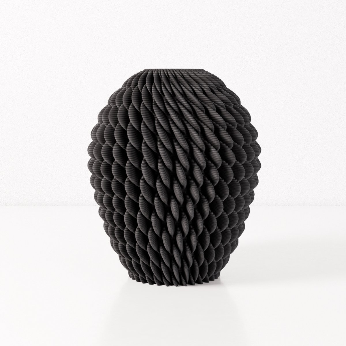 Fleuriek vaas CHLOE - Zwart H30 cm- Ronde designvaas met bijzonder reliëf - Unieke vaas voor een modern interieur - Bolvaas voor tafel of dressoir