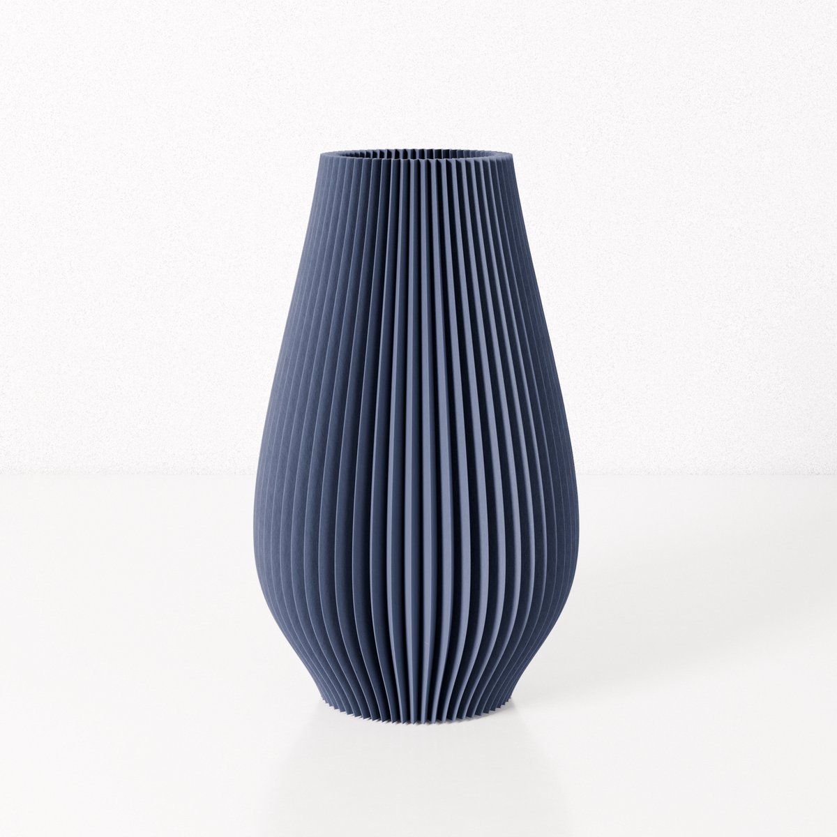 Fleuriek vaas EMMA - Blauw H30 cm - Slanke vaas met geribbeld design - Moderne decoratie voor tafel of dressoir - Vaas voor zijdebloemen of droogbloemen