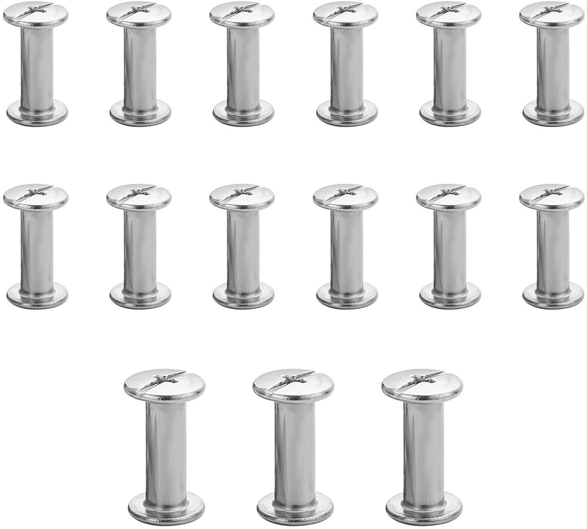 15 Sets Chicago Screw Piles - Rivet Binding Screws voor Tassen, Harnassen, Rugzakken en Meer