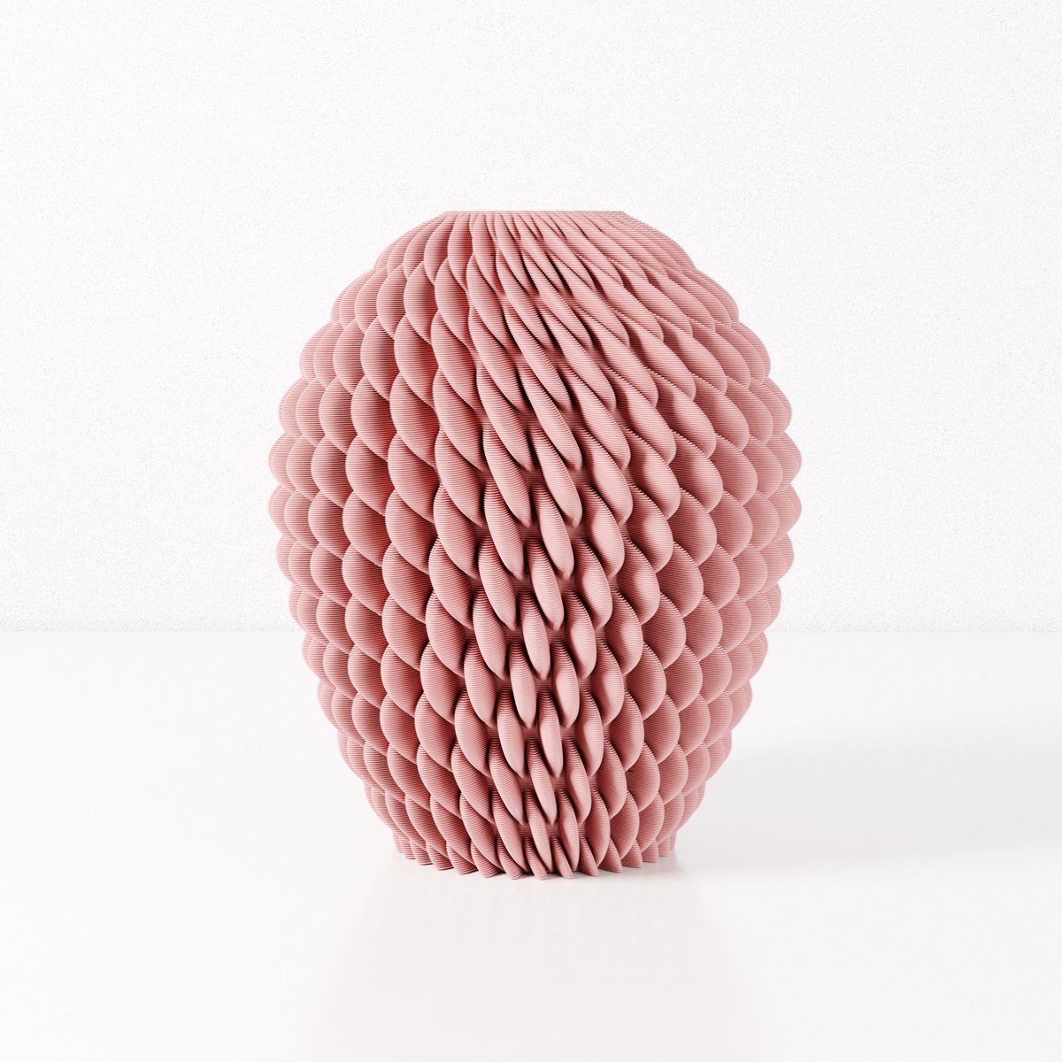 Fleuriek vaas CHLOE - Roze H30 cm - Ronde designvaas met bijzonder reliëf - Unieke vaas vo