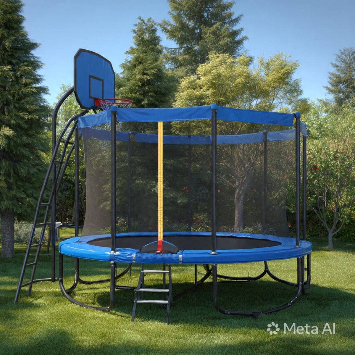 Trampoline voor Buiten 244 cm met Veiligheidsnet, Ladder en Randafdekking – Ronde Tuintrampoline voor Kinderen en Volwassenen tot 150 kg, Verzinkt Stalen Frame, UV-bestendig Springdoek – Blauw – Urbanhome